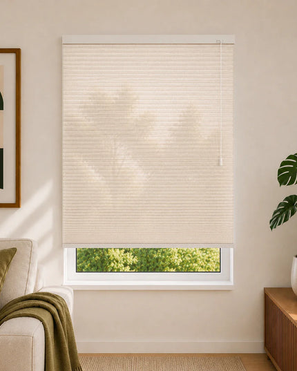 Store plissé up & down sur-mesure - nid d'abeille - Beige