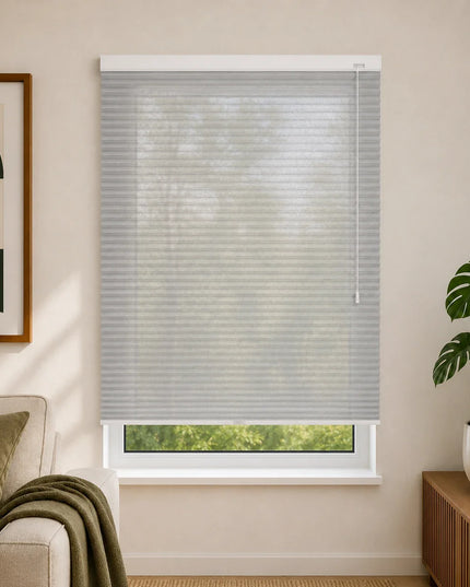 Store plissé up & down sur-mesure - nid d'abeille - Grisclair