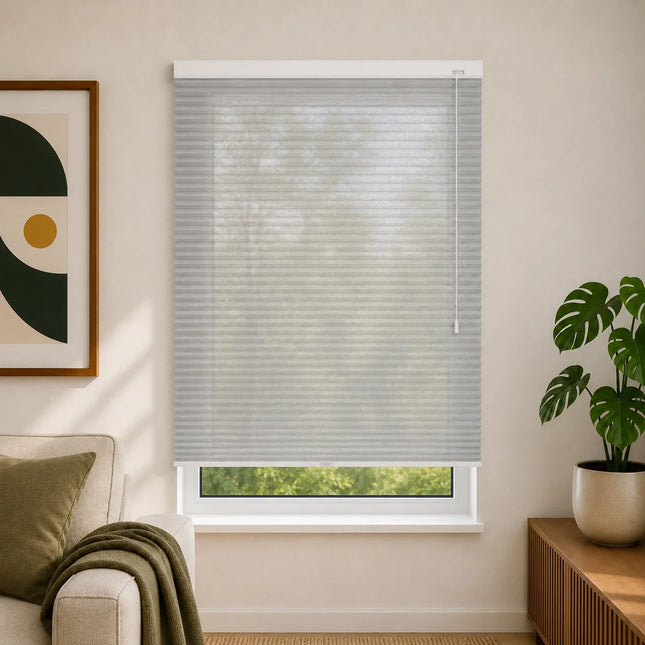 Store plissé up & down sur-mesure - nid d'abeille - Grisclair