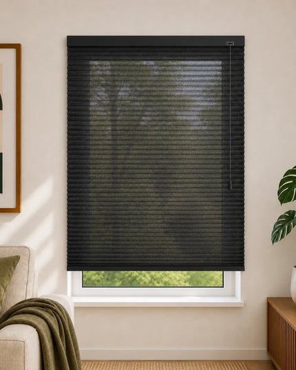 Store plissé up & down sur-mesure - nid d'abeille - Noir
