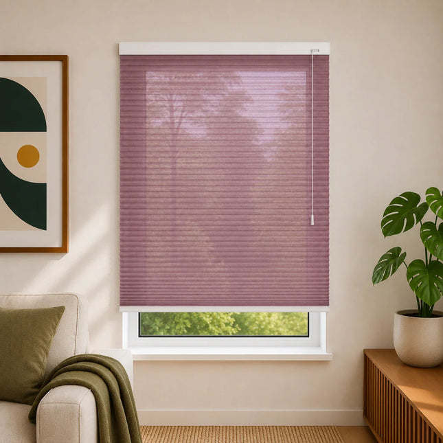 Store plissé up & down sur-mesure - nid d'abeille - Rose