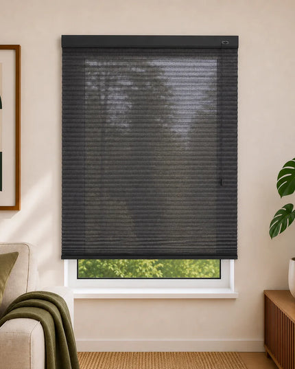 Store plissé up & down sur-mesure - nid d'abeille - Anthracite