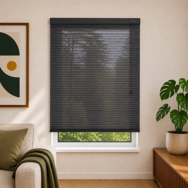 Store plissé up & down sur-mesure - nid d'abeille - Anthracite