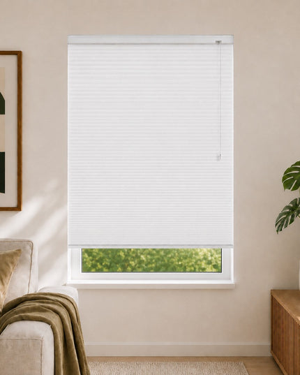 Store plissé up & down sur-mesure - nid d'abeille - Blanc