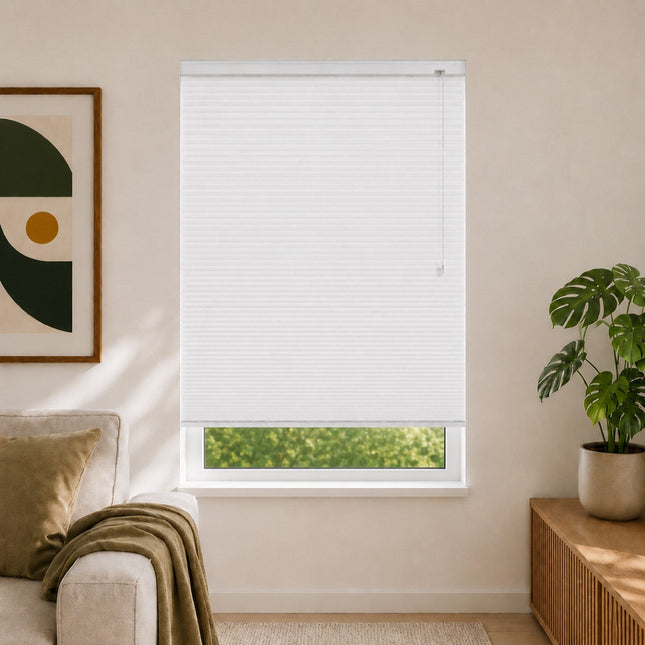 Store plissé up & down sur-mesure - nid d'abeille - Blanc