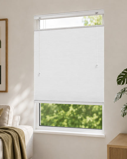 Store plissé up & down sur-mesure - nid d'abeille - Blanc