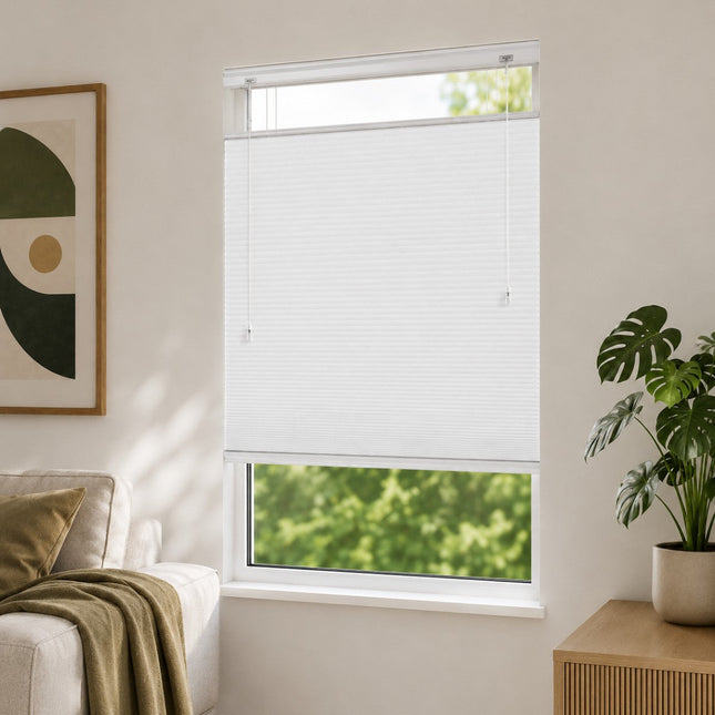 Store plissé up & down sur-mesure - nid d'abeille - Blanc
