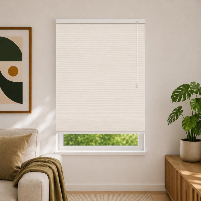 Store plissé up & down sur-mesure - nid d'abeille - Crème