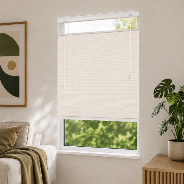 Store plissé up & down sur-mesure - nid d'abeille - Crème