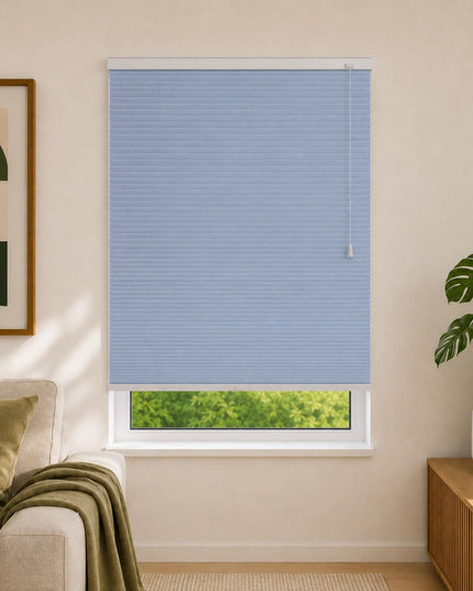 Store plissé up & down sur-mesure - nid d'abeille - Bleu Turquoise