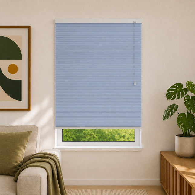 Store plissé up & down sur-mesure - nid d'abeille - Bleu Turquoise