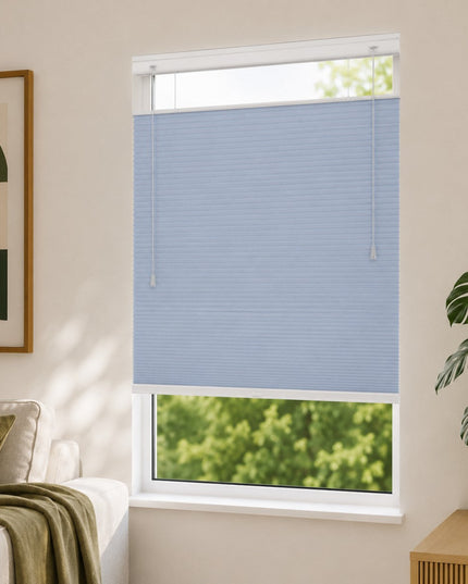 Store plissé up & down sur-mesure - nid d'abeille - Bleu Turquoise