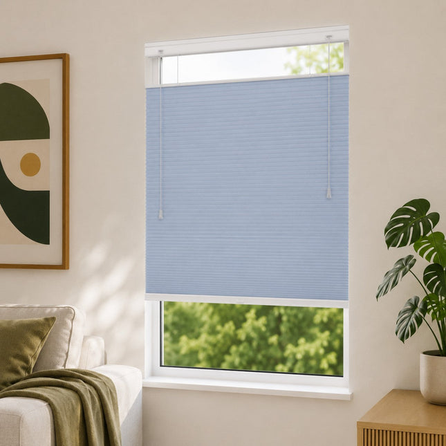 Store plissé up & down sur-mesure - nid d'abeille - Bleu Turquoise