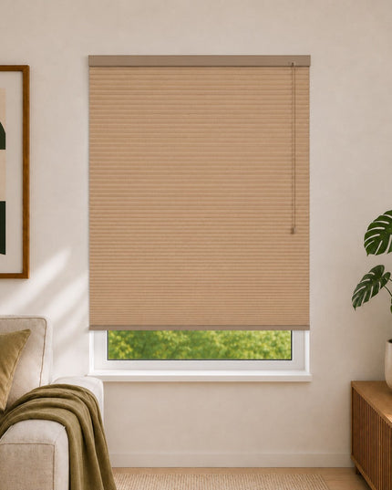 Store plissé up & down sur-mesure - nid d'abeille - Marron