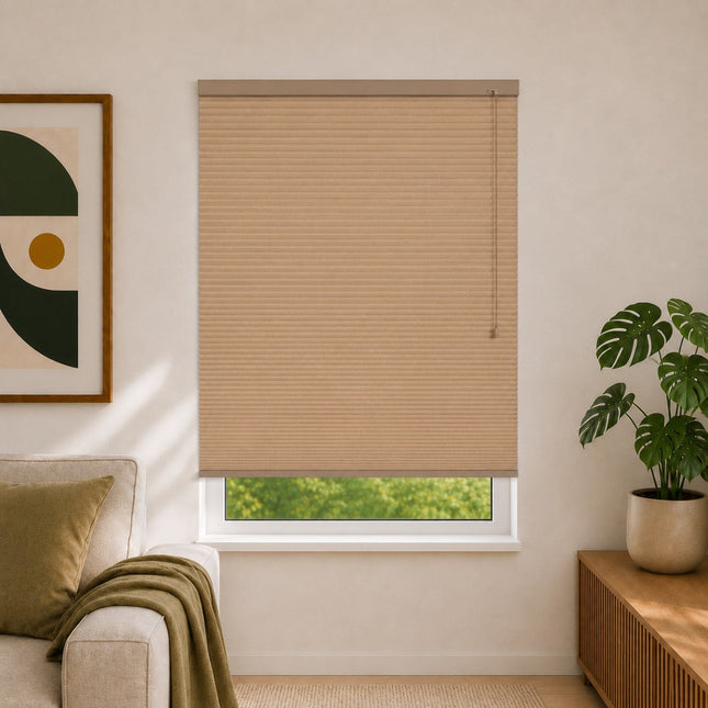Store plissé up & down sur-mesure - nid d'abeille - Marron