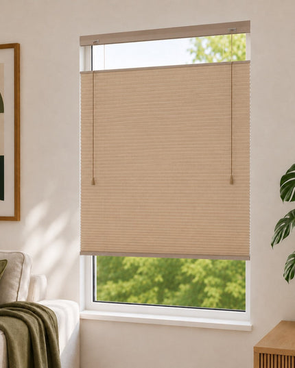 Store plissé up & down sur-mesure - nid d'abeille - Marron