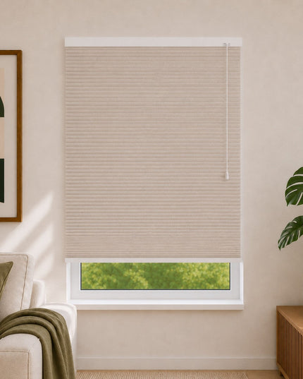 Store plissé up & down sur-mesure - nid d'abeille - Beige