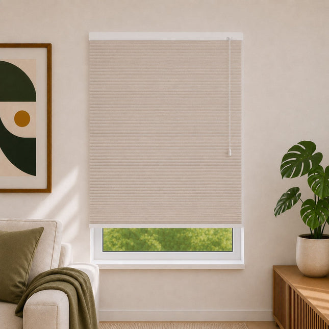 Store plissé up & down sur-mesure - nid d'abeille - Beige