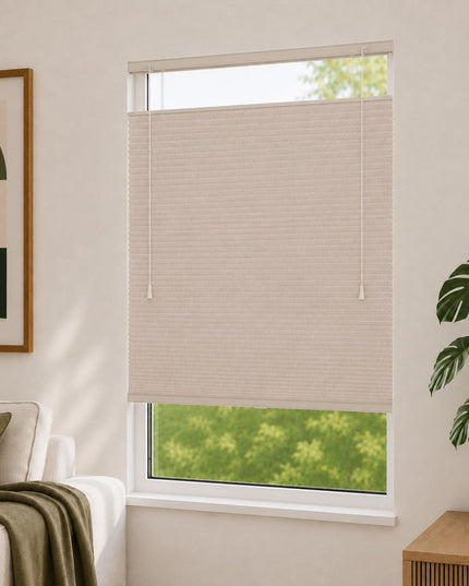 Store plissé up & down sur-mesure - nid d'abeille - Beige