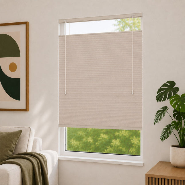 Store plissé up & down sur-mesure - nid d'abeille - Beige