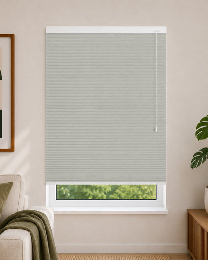 Store plissé up & down sur-mesure - nid d'abeille - Vert olive