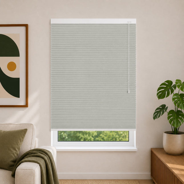 Store plissé up & down sur-mesure - nid d'abeille - Vert olive