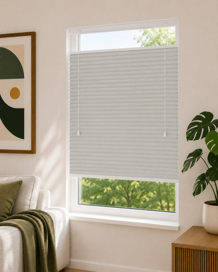 Store plissé up & down sur-mesure - nid d'abeille - Vert olive