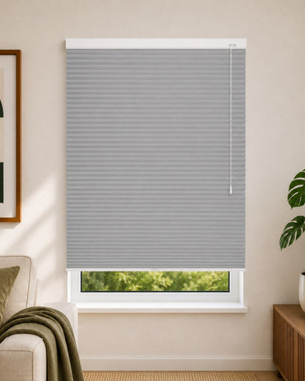 Store plissé up & down sur-mesure - nid d'abeille - Grisclair