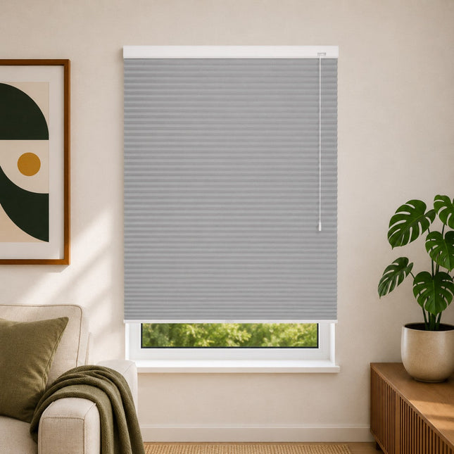 Store plissé up & down sur-mesure - nid d'abeille - Grisclair