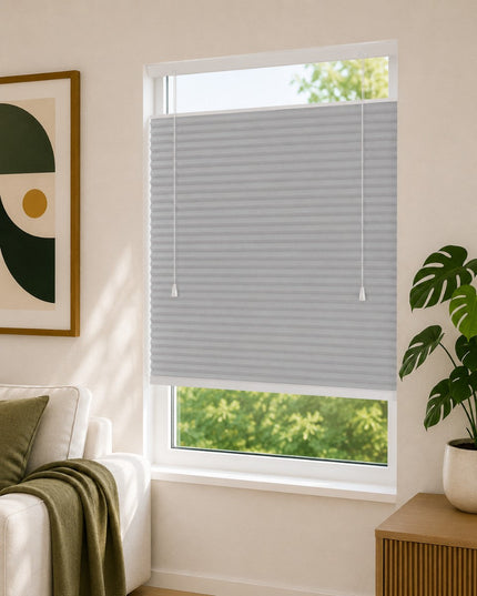 Store plissé up & down sur-mesure - nid d'abeille - Grisclair