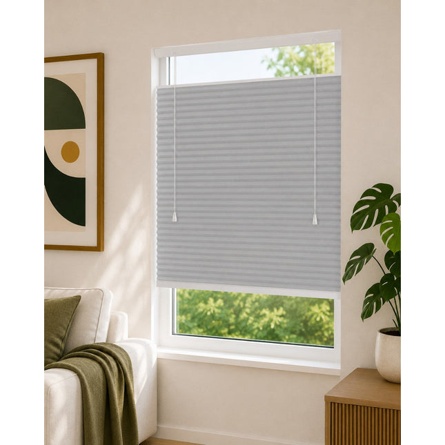 Store plissé up & down sur-mesure - nid d'abeille - Grisclair