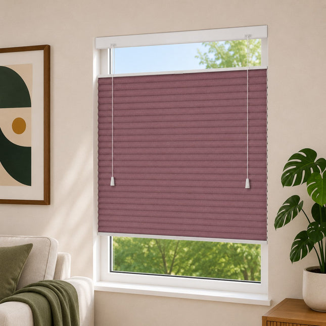 Store plissé up & down sur-mesure - nid d'abeille - Rose