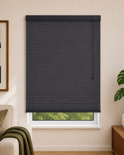 Store plissé up & down sur-mesure - nid d'abeille - Anthracite