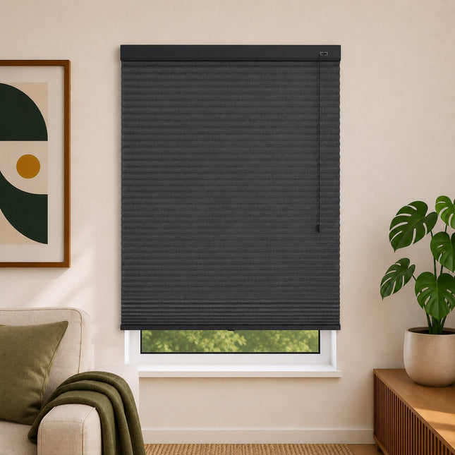 Store plissé up & down sur-mesure - nid d'abeille - Anthracite