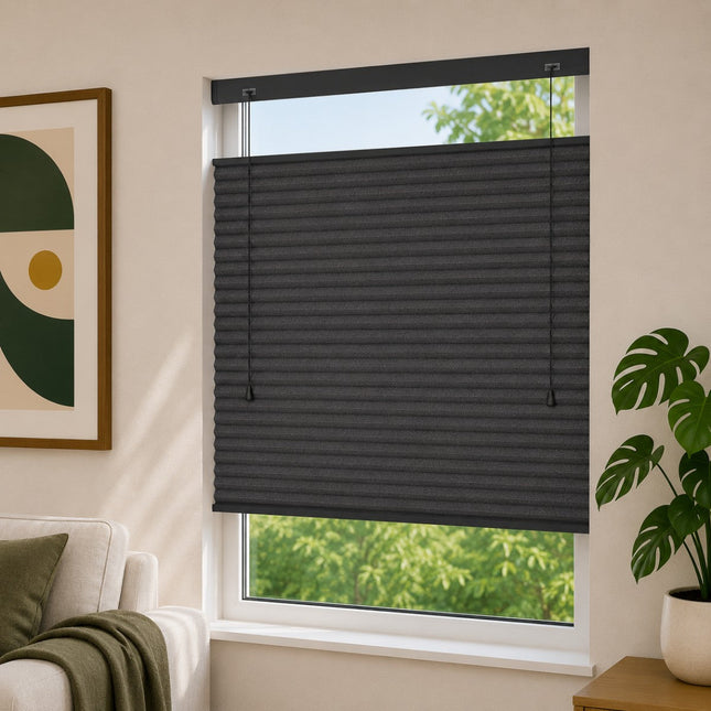 Store plissé up & down sur-mesure - nid d'abeille - Anthracite