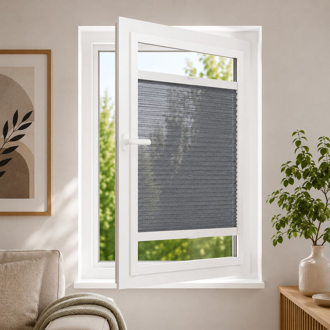 Store plissé sur-mesure tamisant - Cadre magnétique adhésif | Anthracite